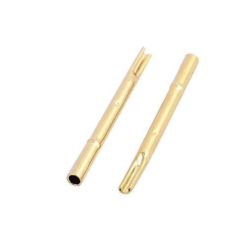 Image of uxcell 100pcs R75-3S 1.3mm Dia 17.5mm Length Metal Test Probe Needle Cover Gold Plated