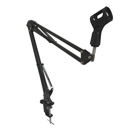 HEALLILY Microphone Boom Arm Adjustable Mic Stand With Shock Mount Mic Clip Holder Table Mic Stand Arm Boom