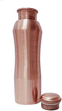 Pure Copper Curve Water Bottle 34 Oz Ayurvedic Leak Proof Copper Vessel for Drinking Water Bottle For Health Benefits, Sports , Yoga Christmas Gift Birthday Gift Capacity 1 liter