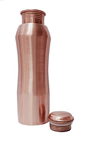 Pure Copper Curve Water Bottle 34 Oz Ayurvedic Leak Proof Copper Vessel For Drinking Water Bottle For Health Benefits, Sports , Yoga Christmas Gift Birthday Gift Capacity 1 Liter #TOP11