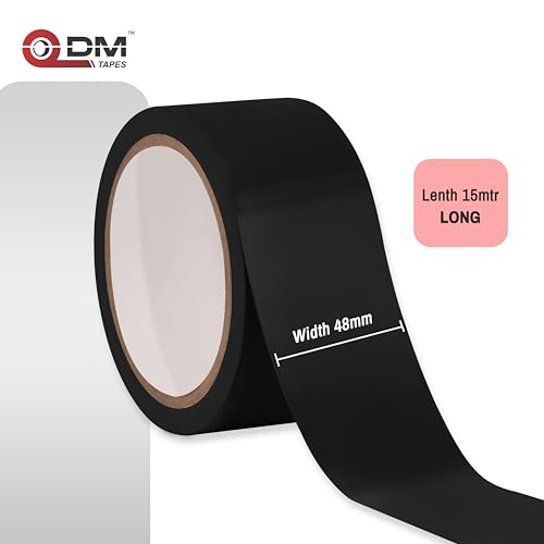 Image of DM TAPES Floor Marking Tape for Safety | Self Adhesive Tape | Multipurpose Marking Tape, for Warehouses and Commercial Use | (Black)