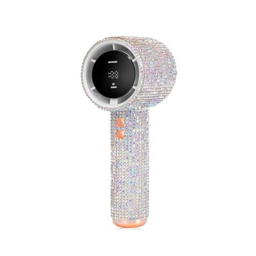 Fussybussy Portable Handheld Turbo Fan - Fashion Full Diamond 1800mAh USB Rechargeable Personal Battery Operated Mini Small Pocket Mini Fan for Travel/Outdoor/Vacation/Beach/Outdoor Activities (Gold)