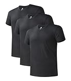 DAVID ARCHY Men's Undershirt Bamboo Rayon Moisture-Wicking Black T-Shirts Stretch V-Neck Tees for Men, 3-Pack (XL, Black)