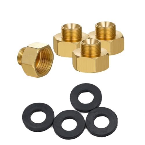 GXGM 4 Piezas adaptador hembra de 1/2 'a macho de 3/4', adaptador macho hembra de 1/2 pulgada, conector reductor de buje hexagonal, reductor de reducción de latón