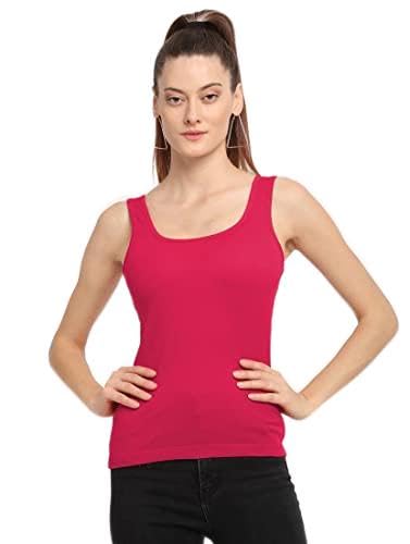 GenericKPC Fashion Women's & Girls' Pink Slim Fit Solid Tank Top - Sleeveless Casual Wear, Lightweight & Comfortable, Perfect for Layering or Solo Wear, Versatile Top for Summer, Activewear, and Lounge Wear