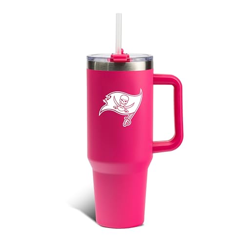 Image of The Memory Company Officially Licensed 40oz Pink Game Day Tumbler with Team Logo, Tampa Bay Buccaneers