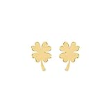 pendientes oro amarillo señora  Pendientes de trébol de cuatro hojas, Pendientes de la suerte, Pendientes de oro de 9K 14K 18K, Oro amarillo, Hoja de la buena suerte, Regalo único para hija/code: 0.002