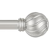 Oneach Bastone per tende in argento per finestre da 167 a 300 cm, 2,2 cm, regolabili, resistenti, decorativi, con terminali rotondi a rete (confezione da 1, da 91 a 300 cm)