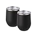 Maars Bev Steel Stemless Wine Glass Tumbler, 12 oz | Double Wall Vacuum Insulated | 2 Pack - Matte Black