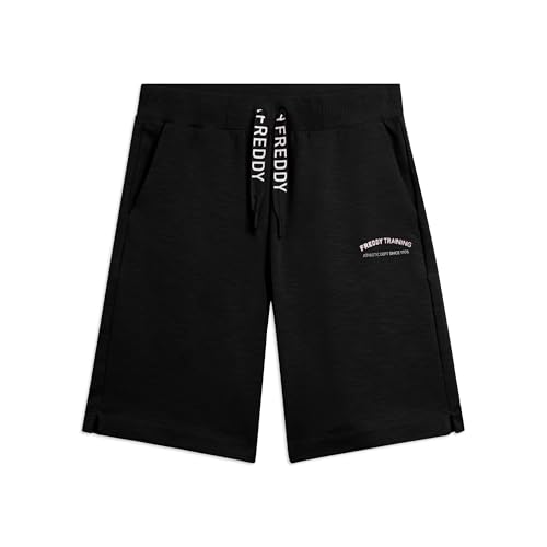 FREDDY - Pantaloni Corti con Spacchi Laterali in Tessuto Fiammato, Donna, Nero, Large