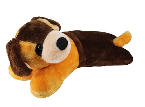 Image of Tickles Dog Soft Stuffed Plush Animal Bolster Pillow Cushion for Kids Boys & Girls Birthday Gift (Size: 40 cm Color: Yellow & Brown)