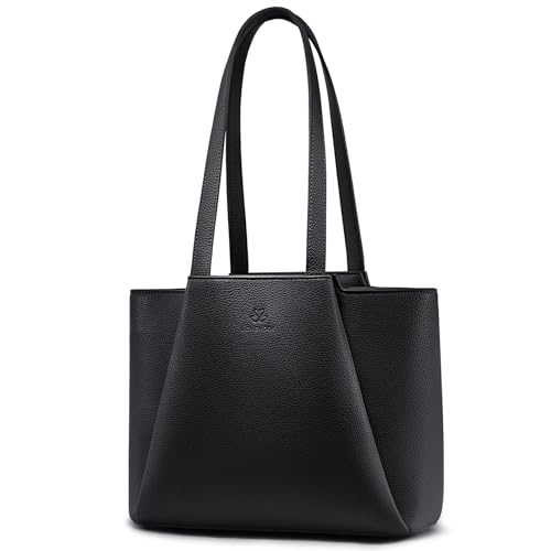 LOVEVOOK Tote Bag for Women - Ultra Soft Foldable Vegan Faux Leather Shoulder Handbag，Fashionable and Minimalist Purses for Women with Zipper for Daily Travel College
