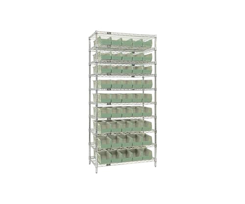 BIN Wire Shelving System, 36IN W X 18IN D X 74IN H Overall Size, 800 LB. Capacity PER Shelf, Ivory