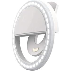 Mini Selfie Ring Light for Cell Phone Clip-on LED Light for Phone Tablet Laptop Camera Video Lighting Rechargeable 3 Adjustable Light Levels (White)