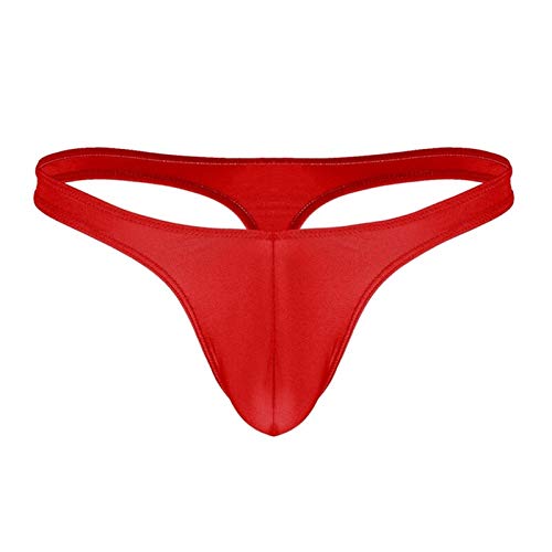 DOLUNTO Mens Swimsuit Lingerie for Swimming Low Rise G-string Thong Briefs Underwear (color : Red, size : L)