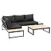 greemotion Lounge-Set Rio, Gartenmöbel-Set aus Aluminium & Akazienholz FSC 100%, Schwarz / Holzfarben / Grau, Mittel Baby,Schwarz günstig Kaufen-greemotion Lounge-Set Rio, Gartenmöbel-Set aus Aluminium & Akazienholz FSC 100%, Schwarz / Holzfarben / Grau, Mittel