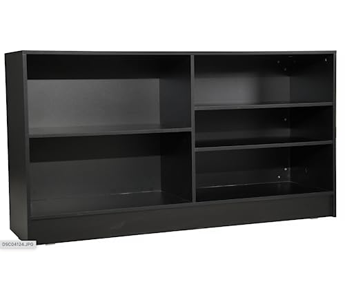 6ft Black Cash Wrap Counter – Retail Checkout Counter with Adjustable Shelves – Wood Store Register Stand for Boutiques, Shops & Reception Desks