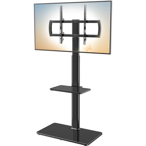 Hemudu Boden TV Ständer mit Halterung für die meisten 27- bis 65-Zoll LCD, LED Fernseher, TV Bodenständer Fernsehständer mit MAX VESA 400 x 400 mm, Schwenkbarer TV Ständer für Ecken und Schlafzimmer