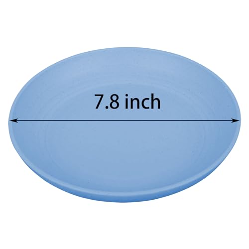 Image of 7.8 Inches Unbreakable Wheat Straw Plates - Reusable Plate Dinner Set - Dishwasher & Microwave Safe - Healthy, BPA Free & Eco-Friendly (7.8 Inches /4 Blue)