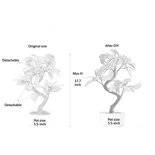 Hejdeco 18.5-Inches Artificial Bonsai Tree, Fake Plants Decoration, Potted Faux House Plants, Lifelike Trunk, In White Pot #TOP3