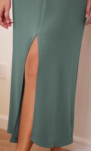 Image of ODODOS Modal Soft Front Split Midi Dress for Women, V Neck Sleeveless Casual Summer Tank Dress