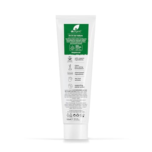 Dr Organic Aloe Vera Zahnpasta, Aufhellend, Natürlich, Vegan, Tierversuchsfrei, Paraben- & SLS-frei, Bio, 100ml – Ansicht 6