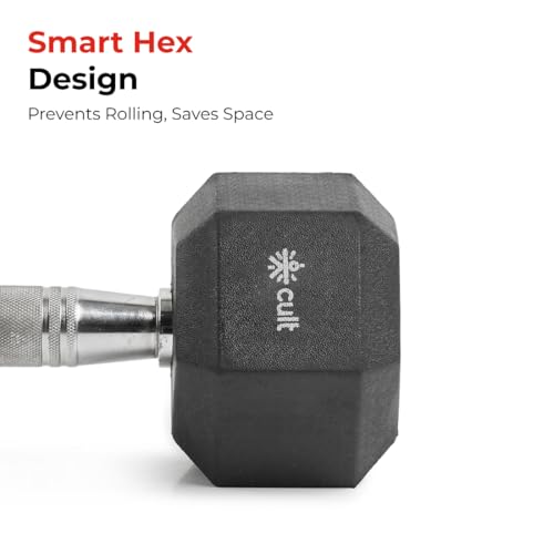Image of Cult Hex Dumbbell Ideal for Home Workout Strength Training for Men & Women Pack of 2 Fixed Weight Dumbbell (10 kg)