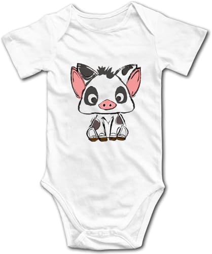 Baby Bodysuit Cute Puaa Pig Jumpsuit Outfits for Boys and Girls, White, 12-18 Months