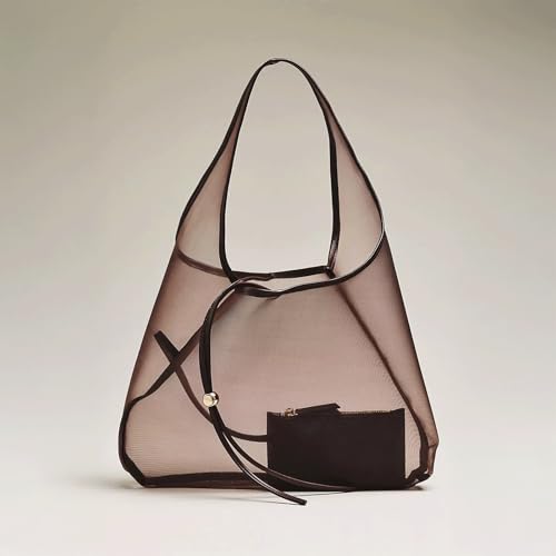 Bolso de playa de malla transparente tipo hobo con bolsa pequeña miniatura 6