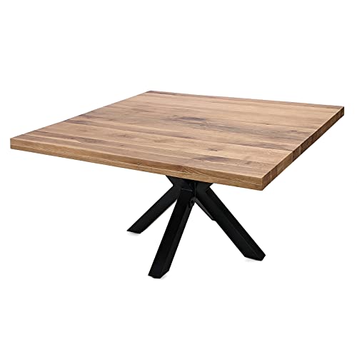 MÖBEL IDEAL Esstisch Eiche Massivholz Natur geölt Tisch 120 x 120 x 76 cm Esszimmertisch Massiv Wildeiche Quadratisch Cover