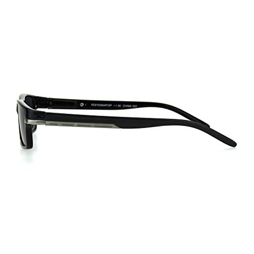 SA106 Mens Narrow Rectangular Plastic Powered Reader Lens Reading Sunglasses3