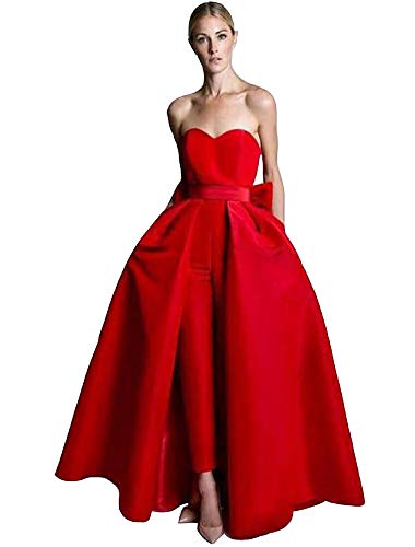 Women's Satin Detachable Train Skirt Prom Party Floor Length Overskirt with Bowknot White2