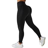 VOFANK Leggins Deportivos de Mujer Push Up Mallas Deporte de Cintura Alta Sin Costuras Pantalones de Yoga Opaco Scrunch Butt Leggings para Fitness Jogging Entrenamiento (Negro, M)
