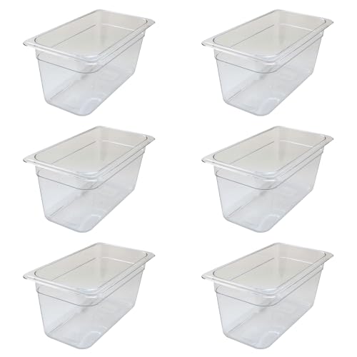 AcMax Gastronorm - Lote de 6 recipientes de plástico para gastronomía, 5,7 litros de profundidad, 150 mm