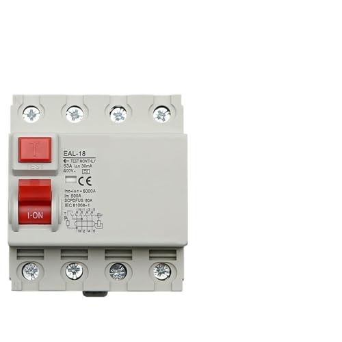 Disjoncteur électromagnétique à courant résiduel 4P type A pour tableau triphasé