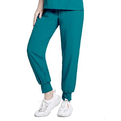 niaahinn Scrubs Pant with Elastic Waist jogger Scrubs for Women & Men with Tapered Leg Drawstring (10 Colors) (Lake Blue,M,Medium)