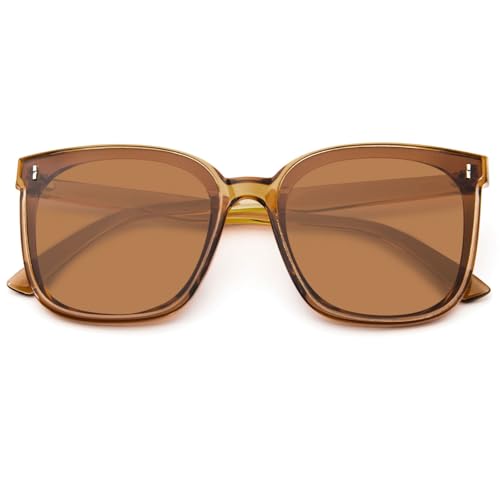 Oversized Polarized Sunglasses - Womens Trendy Classic Square Retro Vintage Shades Large Frame Sunnies2