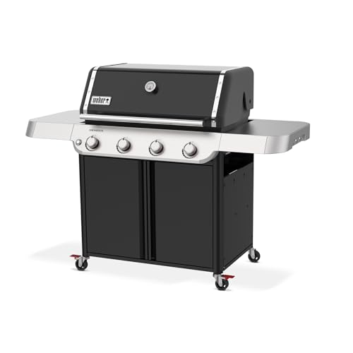 Image of Weber Genesis E-415 Liquid Propane Gas Grill for Outdoor Cooking, 4 Burners, Black - Porcelain-Enameled Cast-Iron Grates & PureBlu Burners