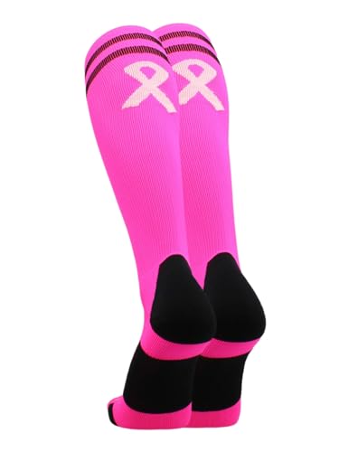 MadSportsStuff Pink Ribbon Breast Cancer Awareness Socks with Stripes for Baseball Softball Football Boys Girls Youth Adult4
