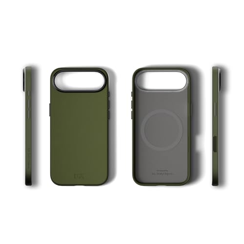Image of DailyObjects Leatherite Case for iPhone Air Compatible with MagSafe Wireless Charging | Olive-Green Hybrid Magnetic Back Cover
