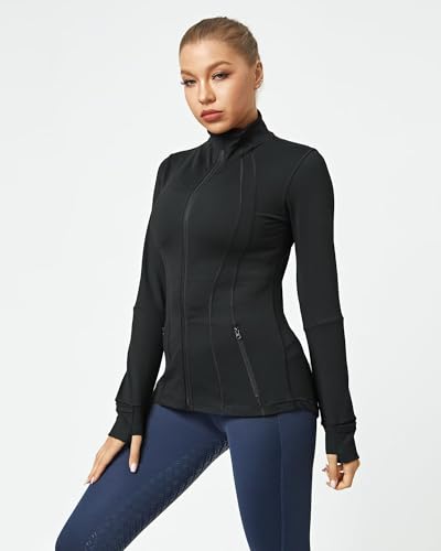 Queenieke QKUS210503JK001M Women Athletic Jackets Cottony-Soft Full Zip Slim Fit Workout Running Jacket With Pockets thumb #2