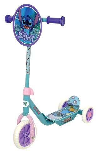 Disney Stitch Patinete 3 Ruedas +20 kg +2 años, 58x36x65 70 cm, Escudo Delantero Decorativo, Juegos niños, Motricidad, Diseño Stitch, Patinete Infantil, Fácil de Montar (77772)