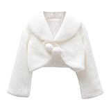 [Ｋａｙｉｙａｓｕ] 子供ケープ フォーマル ガールズ 子供ドレス 白 長袖 ふんわり キッズ ウェディングショール フェイクファー 無地 誕生日 ピアノ 発表会 音楽会 パーディー 七五三 記念撮影用 (L, ホワイト)