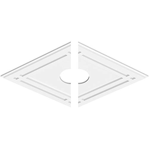 Image of Ekena Millwork CMP32X21DD2-05000 Diamond Architectural Grade PVC Contemporary, Two Piece Urethane Ceiling Medallions 32 inchW x 21 3 /8 inchH x 5 inchID x 11 1 /4 inchC x 1 inchP