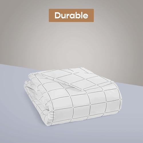 Image of SleepyCat Duvet Cover, 100% Cotton 200TC Percale Combed Yarn, with Corner Ties & Coconut Button Closure, Oeko-TEX & AZO Free, (Single Size, 90x60 inches) Overboard Checks