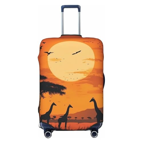 Sunset Giraffe Elastic Travel Luggage Cover, Washable Spandex Suitcase Protector, Anti-Scratch Fits 18-32 Inch