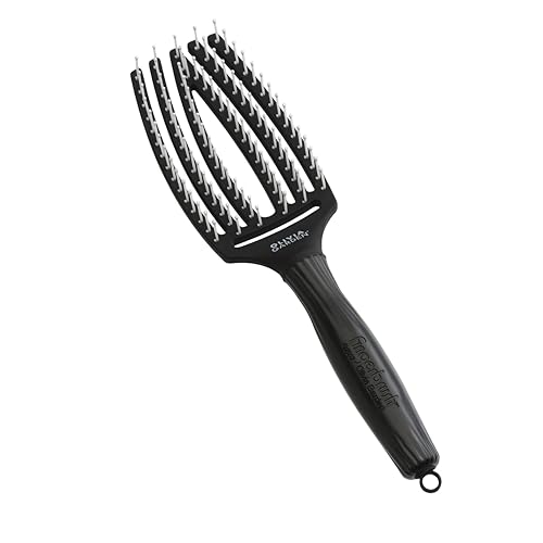 Olivia Garden Fingerbrush Care Iconic - Medium - Schwarz - Nylonborsten Haarbürste für sanftes Entwirren & gesundes Haar Olivia Garden Fingerbrush Care Iconic - Medium - Schwarz - Nylonborsten Haarbürste für sanftes Entwirren & gesundes Haar