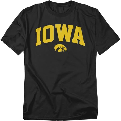 LOGOVISION University of Iowa One Color Arched Unisex Adult T Shirt Black Large