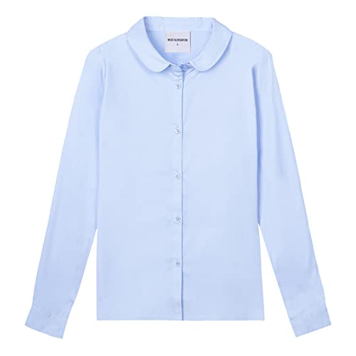 Image of Mud Kingdom Girls Dress Shirts School Uniform with Peter Pan Collar Poplin Long Sleeve