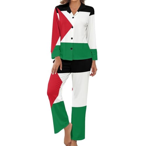 Pyjama femme manches longues col à revers ensemble imprimé taille élastique